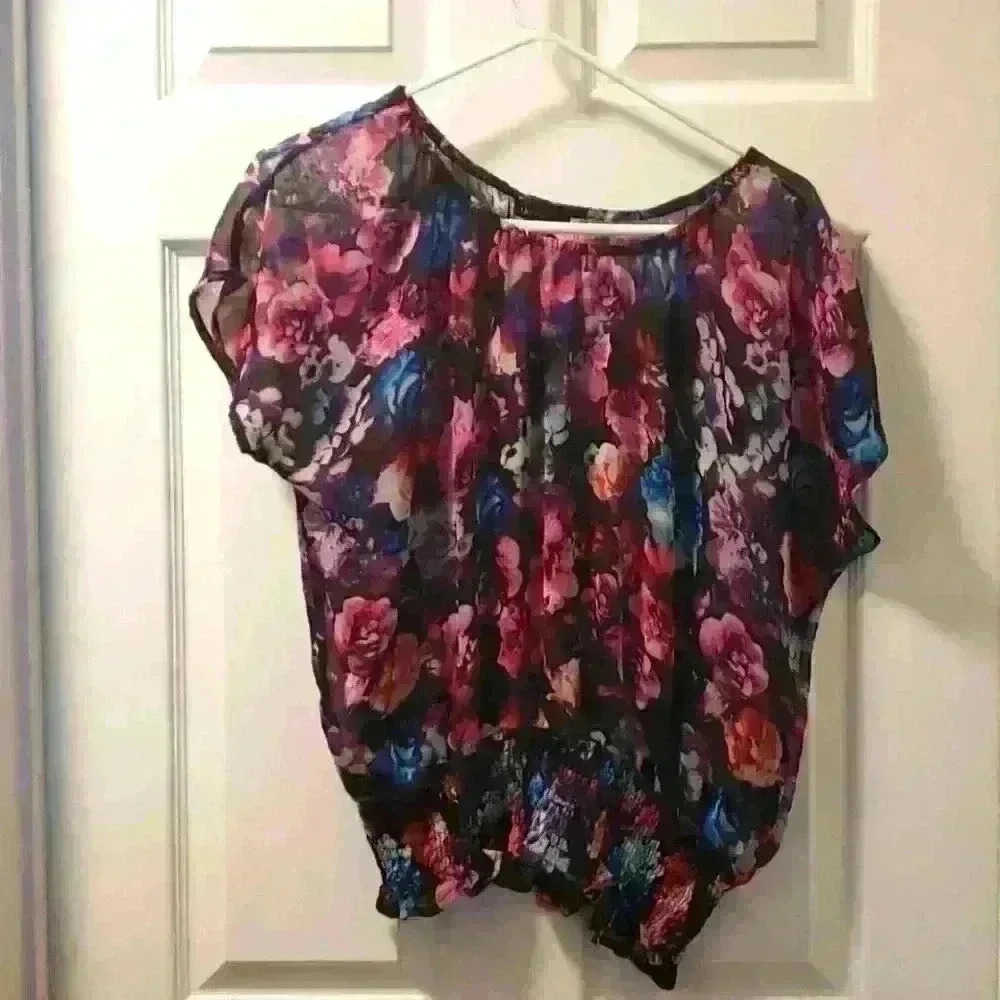 Sheer floral print Thesis top sz med - Picture 1 of 3